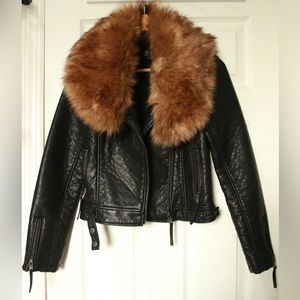 Top shop Leather Fur Jacket